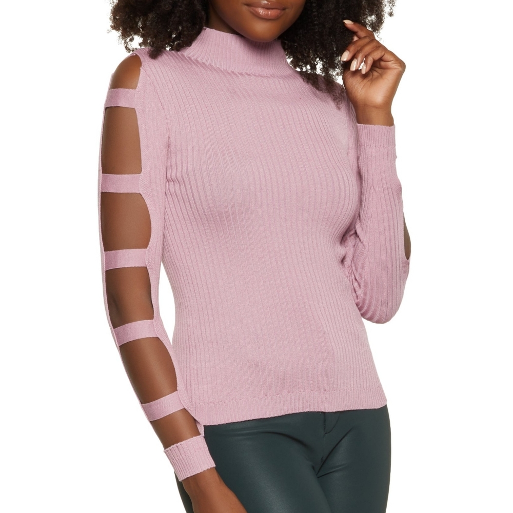 NWT - Lavender Cut Out Long Sleeve Mock Neck Top